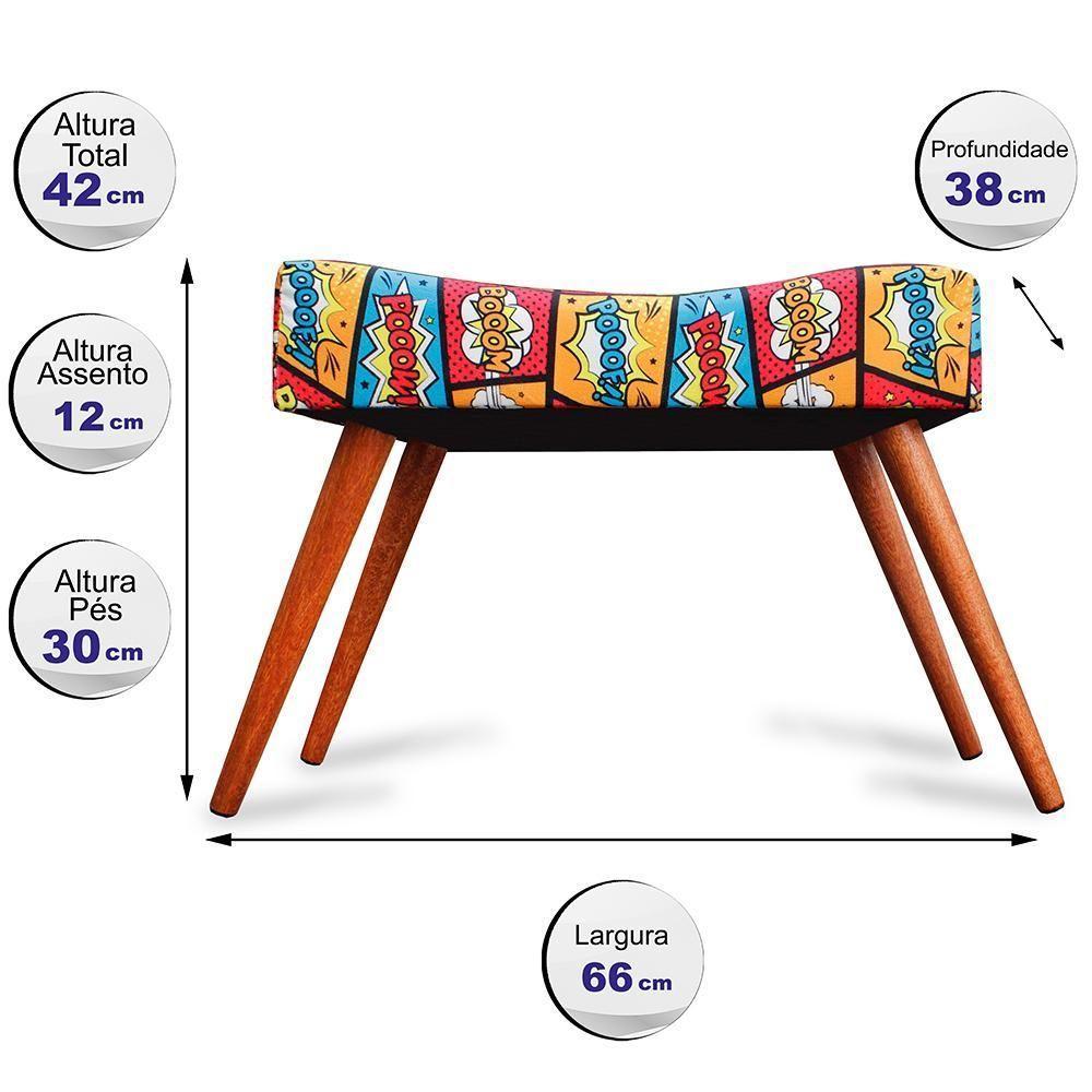 Kit 3 Puff Cama Inbox Boom Retangular Com Pés Em Madeira Maciça Tecido Suede - 6