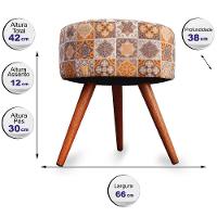 Kit 3 Puff Cama Inbox Bagdade Redondo Com Pés Em Madeira Maciça Tecido Suede - 6