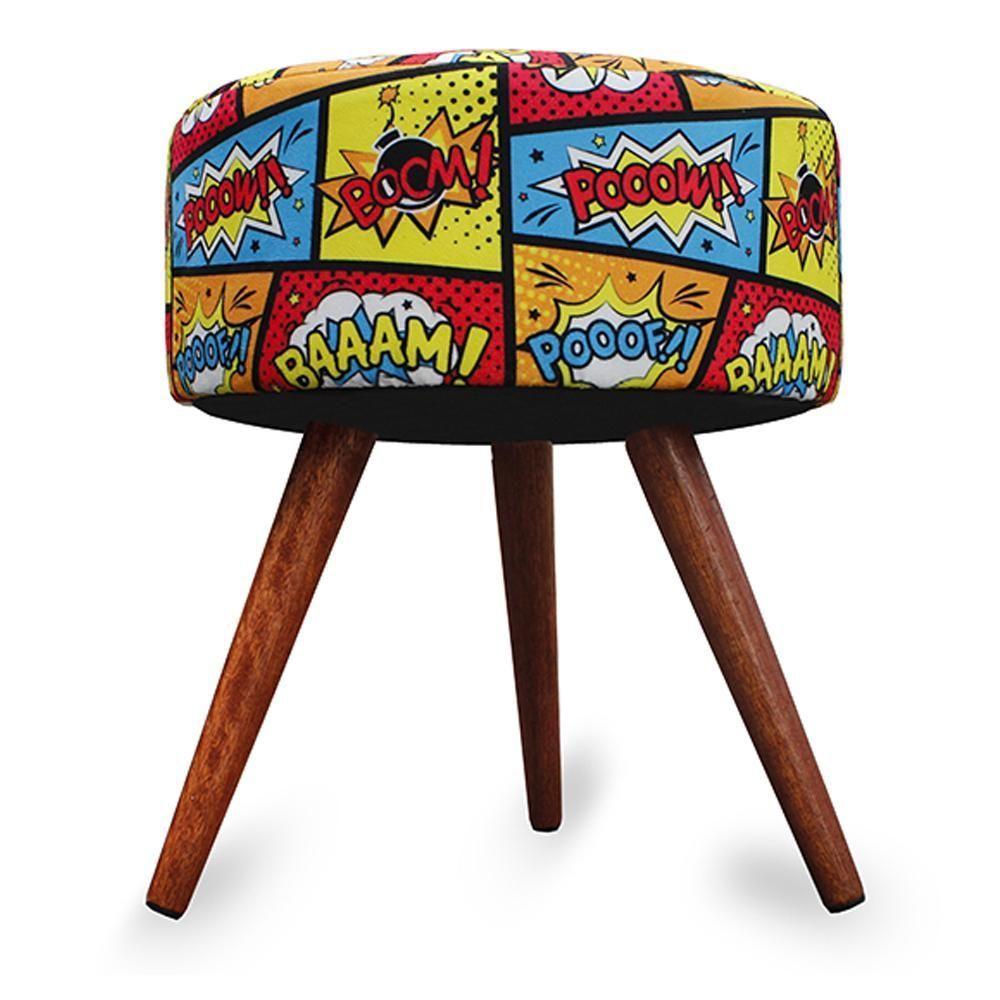 Kit 3 Puff Cama Inbox Boom Redondo Com Pés Em Madeira Maciça Tecido Suede - 4