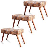 Kit 3 Puff Cama Inbox Bagdade Retangular Com Pés Em Madeira Maciça Tecido Suede - 1