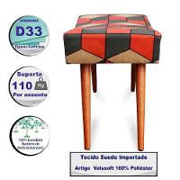 Kit 3 Puff Cama Inbox Kingston Retangular Com Pés Em Madeira Maciça Tecido Suede