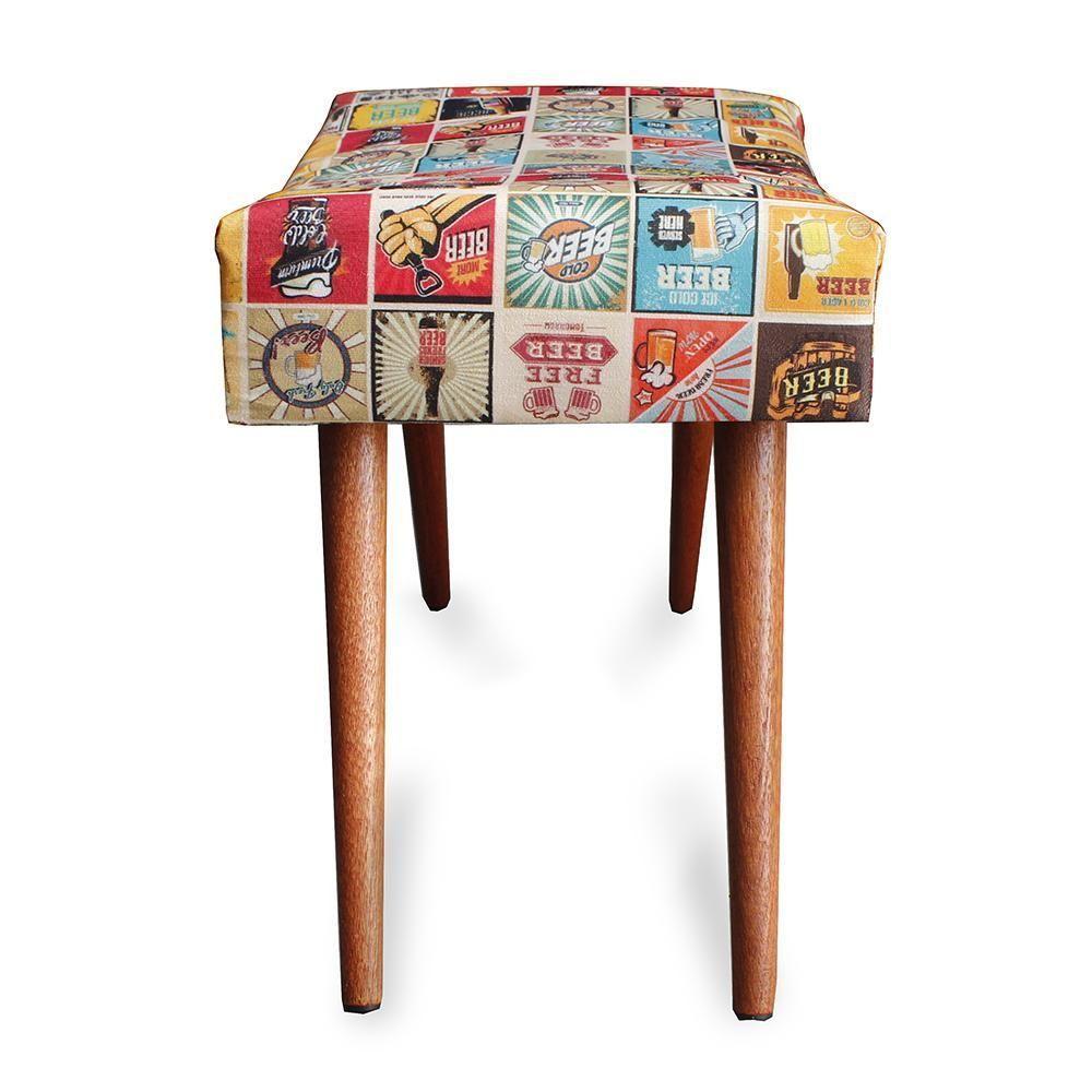 Kit 3 Puff Cama Inbox Las Vegas Retangular Com Pés Em Madeira Maciça Tecido Suede - 3