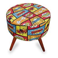 Kit 2 Puff Cama Inbox Boom Redondo Com Pés Em Madeira Maciça Tecido Suede - 3