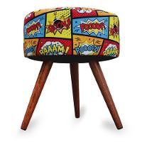 Kit 2 Puff Cama Inbox Boom Redondo Com Pés Em Madeira Maciça Tecido Suede