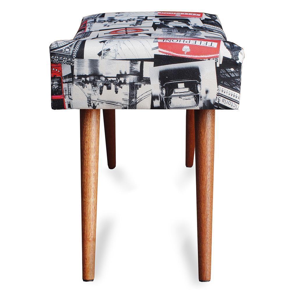 Kit 3 Puff Cama Inbox Londres Retangular Com Pés Em Madeira Maciça Tecido Suede - 4