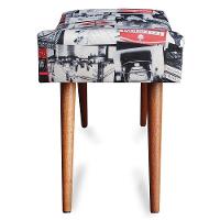 Kit 3 Puff Cama Inbox Londres Retangular Com Pés Em Madeira Maciça Tecido Suede