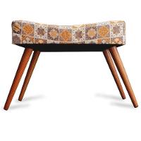 Kit 2 Puff Cama Inbox Bagdade Retangular Com Pés Em Madeira Maciça Tecido Suede