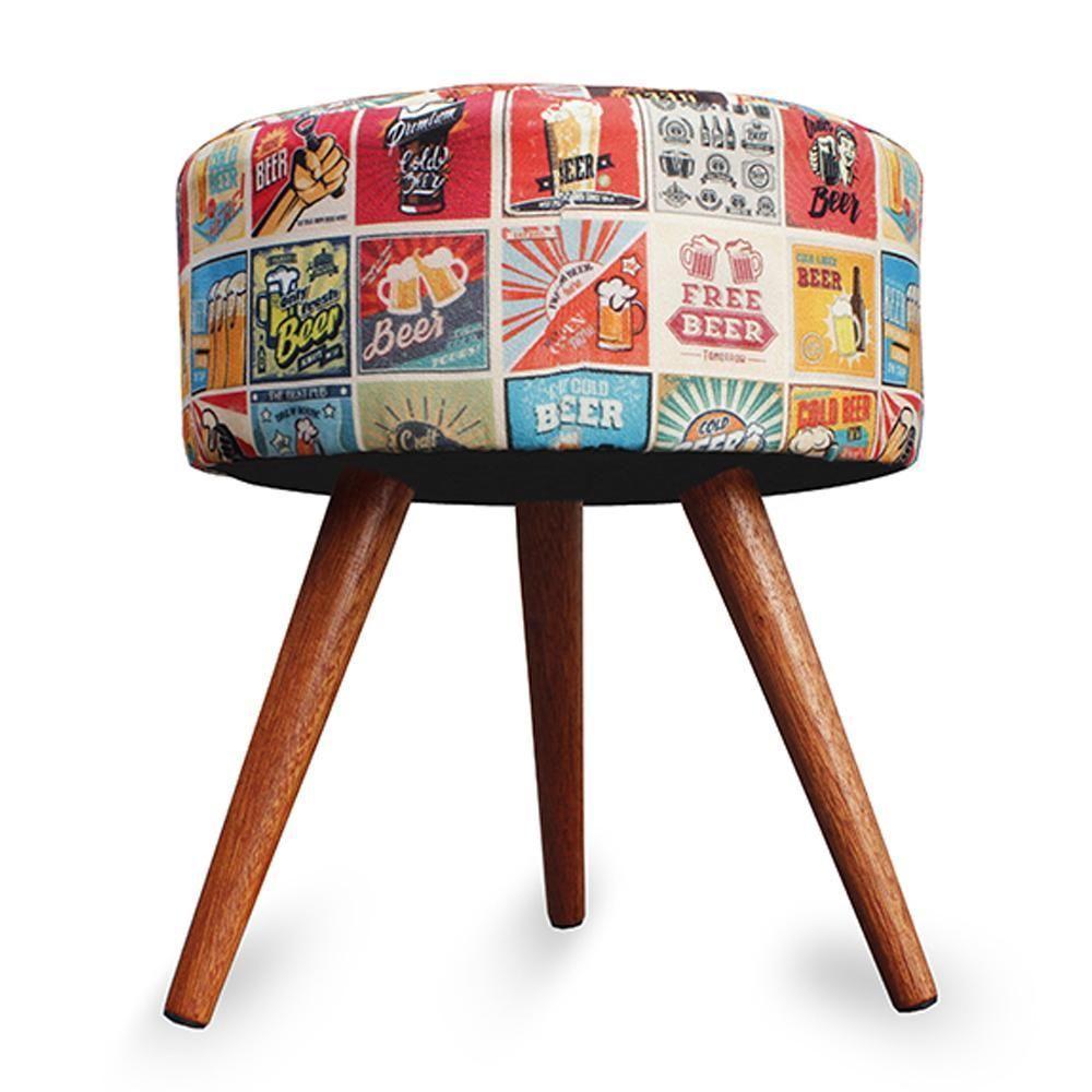 Kit 2 Puff Cama Inbox Las Vegas Redondo Com Pés Em Madeira Maciça Tecido Suede - 4