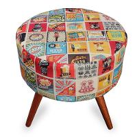 Kit 2 Puff Cama Inbox Las Vegas Redondo Com Pés Em Madeira Maciça Tecido Suede - 3