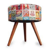 Kit 2 Puff Cama Inbox Las Vegas Redondo Com Pés Em Madeira Maciça Tecido Suede