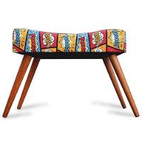 Kit 2 Puff Cama Inbox Boom Retangular Com Pés Em Madeira Maciça Tecido Suede