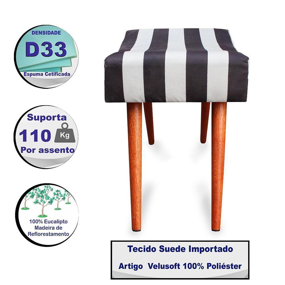 Kit 2 Puff Cama Inbox Hamburgo Retangular Com Pés Em Madeira Maciça Tecido Suede - 5