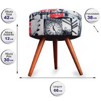 Kit 2 Puff Cama Inbox Londres Redondo Com Pés Em Madeira Maciça Tecido Suede - 6