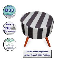 Kit 2 Puff Cama Inbox Hamburgo Redondo Com Pés Em Madeira Maciça Tecido Suede - 5