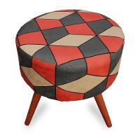 Kit 2 Puff Cama Inbox Kingston Redondo Com Pés Em Madeira Maciça Tecido Suede - 3