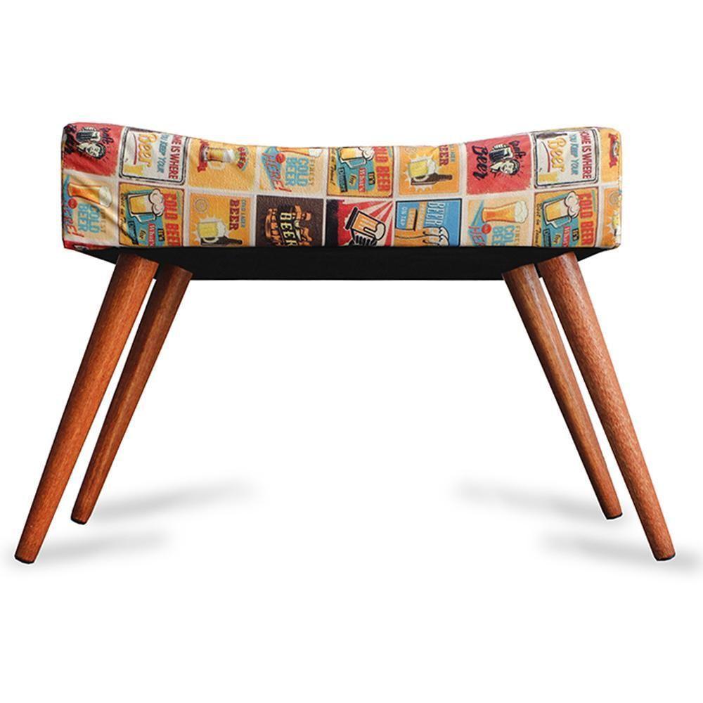 Kit 2 Puff Cama Inbox Las Vegas Retangular Com Pés Em Madeira Maciça Tecido Suede - 3