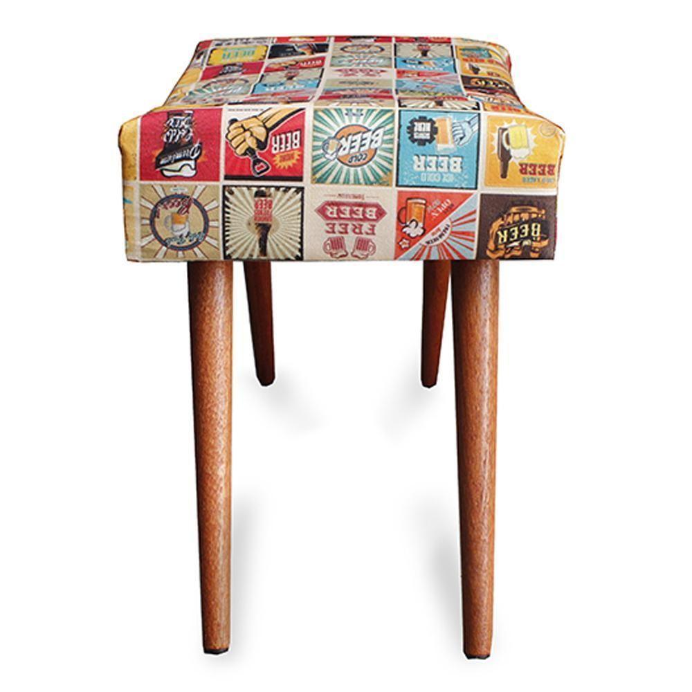 Kit 2 Puff Cama Inbox Las Vegas Retangular Com Pés Em Madeira Maciça Tecido Suede - 6