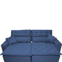 Sofá 2,42m Retrátil E Reclinável Com Molas Cama Inbox Confort Tecido Suede Velusoft Azul - 5