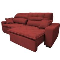 Sofá 2,32m Retrátil E Reclinável Com Molas Cama Inbox Confort Tecido Suede Velusoft Vermelho - 3