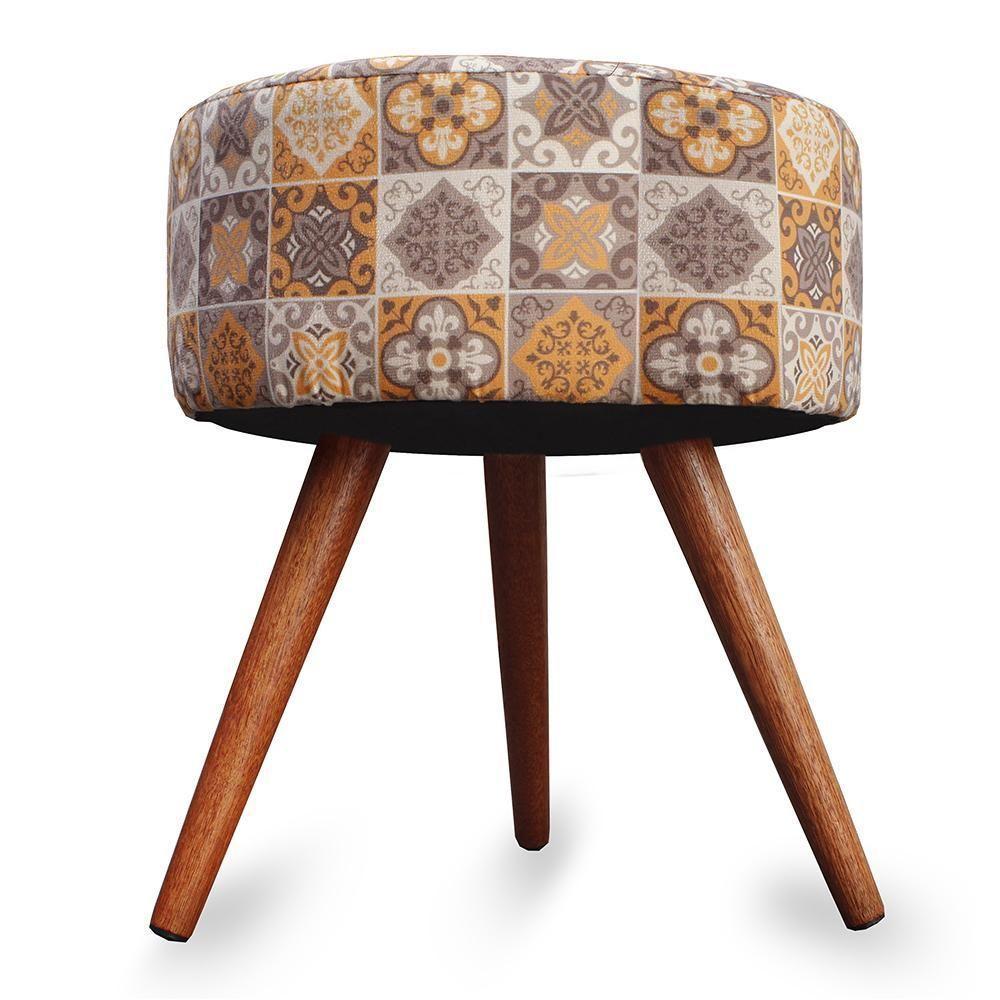 Puff Cama Inbox Bagdade Redondo Com Pés Em Madeira Maciça Tecido Suede - 4