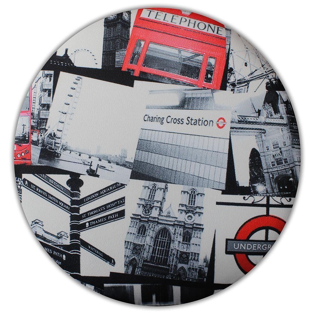 Puff Cama Inbox Londres Redondo Com Pés Em Madeira Maciça Tecido Suede - 2