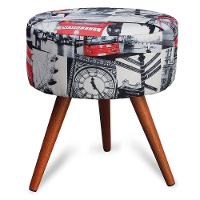 Puff Cama Inbox Londres Redondo Com Pés Em Madeira Maciça Tecido Suede - 1