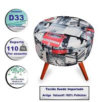 Puff Cama Inbox Londres Redondo Com Pés Em Madeira Maciça Tecido Suede - 5