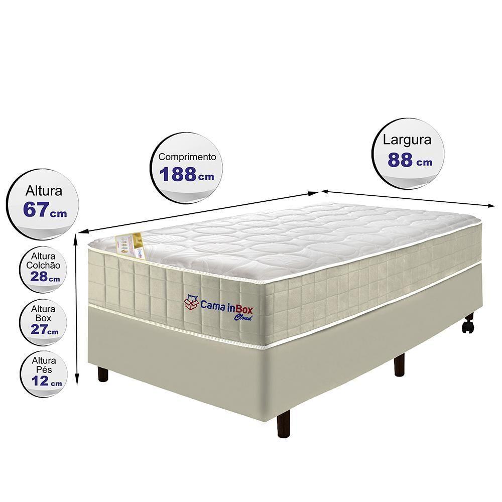 Conjunto Cama Box Solteiro Com Molas Ensacadas Cama Inbox Cloud Bege 88x188x67 - 4