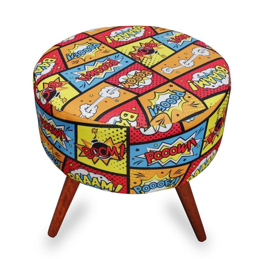 Puff Cama Inbox Boom Redondo Com Pés Em Madeira Maciça Tecido Suede - 4