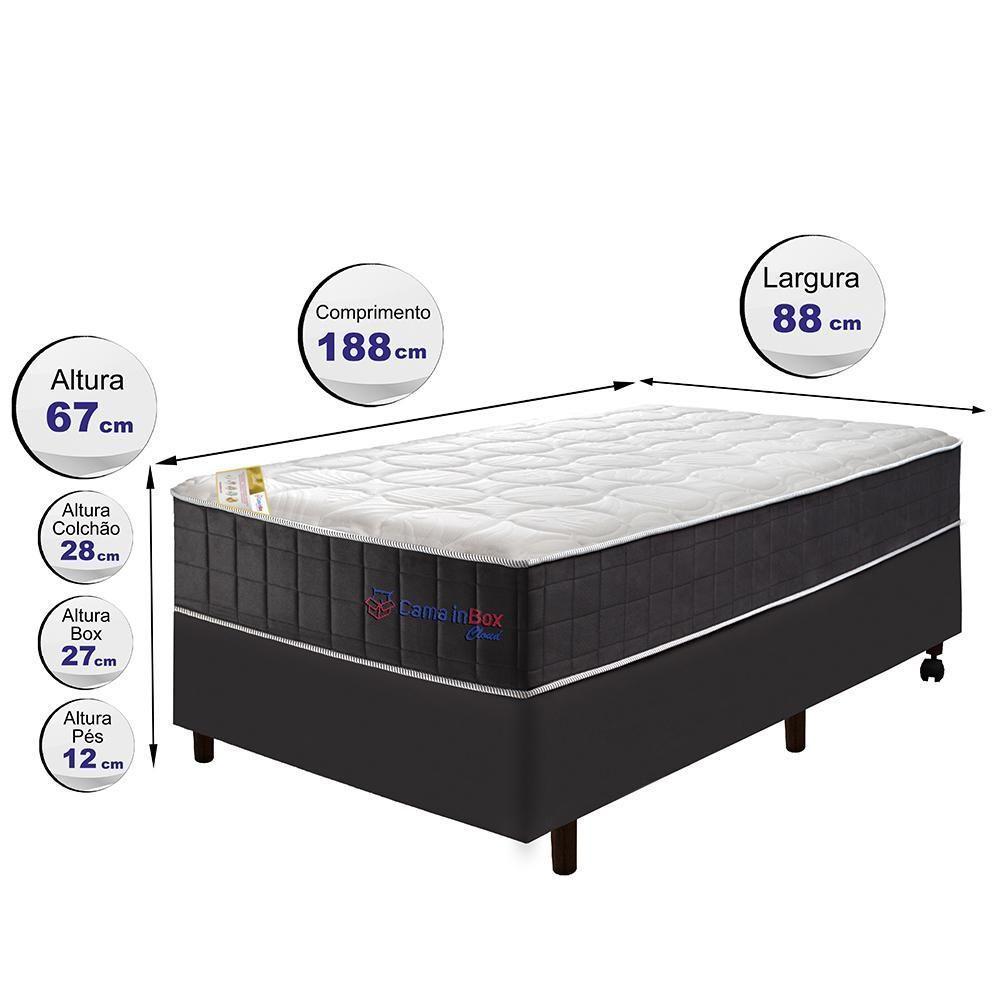 Conjunto Cama Box Solteiro Com Molas Ensacadas Cama Inbox Cloud Cinza 88x188x67 - 4