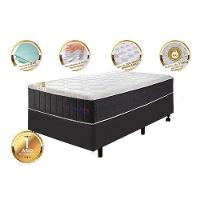 Conjunto Cama Box Solteiro Com Molas Ensacadas Cama Inbox Cloud Cinza 88x188x67 - 3