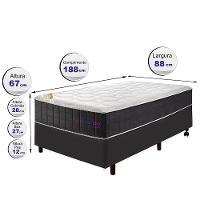 Conjunto Cama Box Solteiro Com Molas Ensacadas Cama Inbox Cloud Cinza 88x188x67 - 4