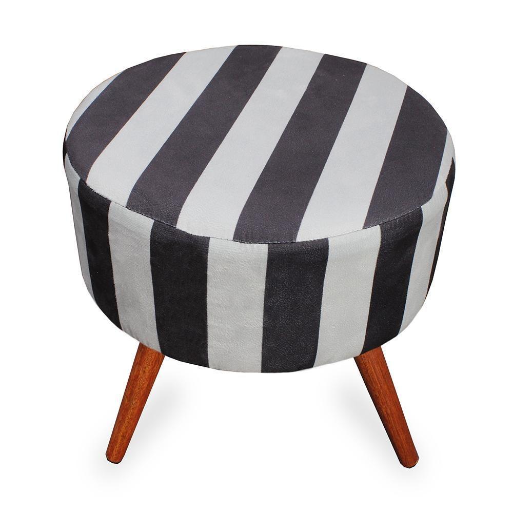 Puff Cama Inbox Hamburgo Redondo Com Pés Em Madeira Maciça Tecido Suede - 3