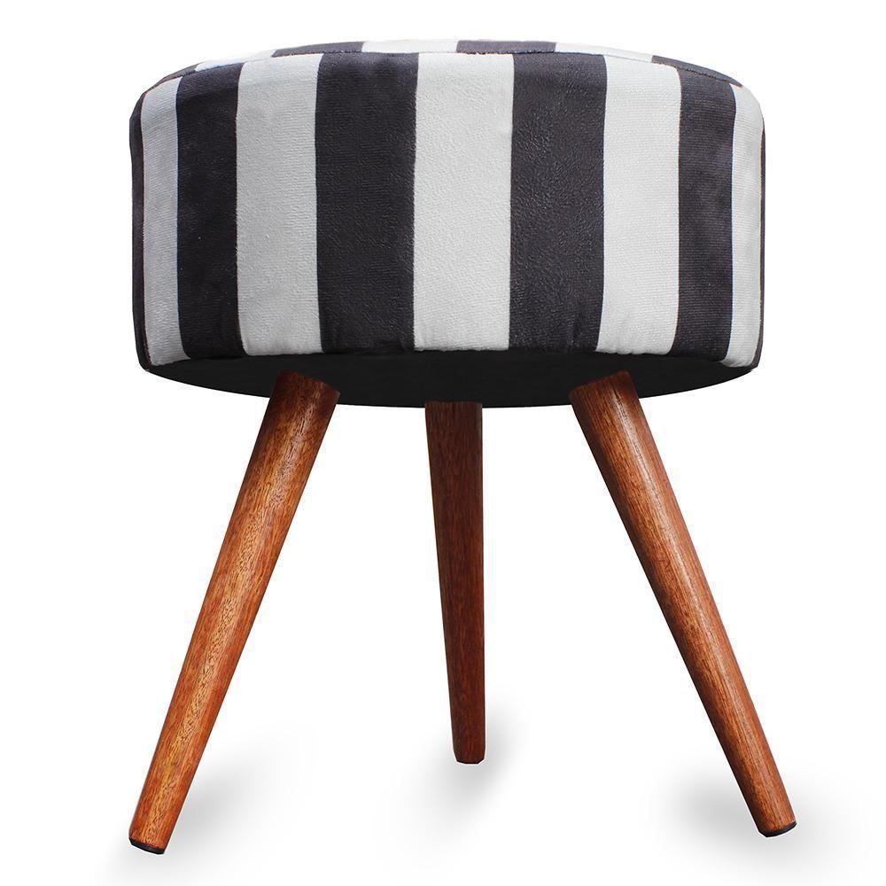 Puff Cama Inbox Hamburgo Redondo Com Pés Em Madeira Maciça Tecido Suede - 4