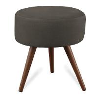Puff Cama Inbox Hilda Redondo Com Pés Em Madeira Maciça Tecido Suede Café - 1