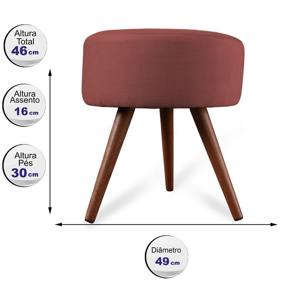 Puff Cama Inbox Hilda Redondo Com Pés Em Madeira Maciça Tecido Suede Vermelho - 3