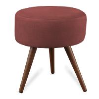 Puff Cama Inbox Hilda Redondo Com Pés Em Madeira Maciça Tecido Suede Vermelho - 1