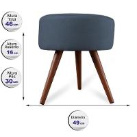 Puff Cama Inbox Hilda Redondo Com Pés Em Madeira Maciça Tecido Suede Azul - 3