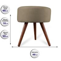 Puff Cama Inbox Hilda Redondo Com Pés Em Madeira Maciça Tecido Suede Castor - 3