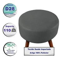Puff Cama Inbox Hilda Redondo Com Pés Em Madeira Maciça Tecido Suede Cinza - 2