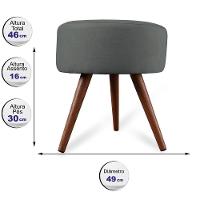 Puff Cama Inbox Hilda Redondo Com Pés Em Madeira Maciça Tecido Suede Cinza - 3