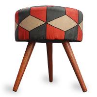 Puff Cama Inbox Kingston Redondo Com Pés Em Madeira Maciça Tecido Suede