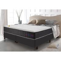 Conjunto Cama Box Queen Com Molas Ensacadas Cama Inbox Cloud Cinza 158x198x67 - 1