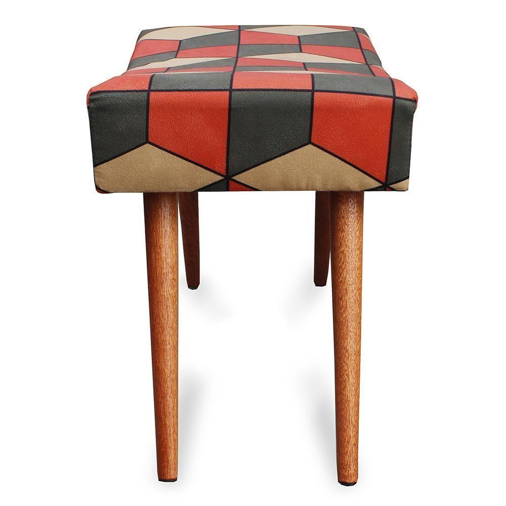 Puff Cama Inbox Kingston Retangular Com Pés Em Madeira Maciça Tecido Suede - 3