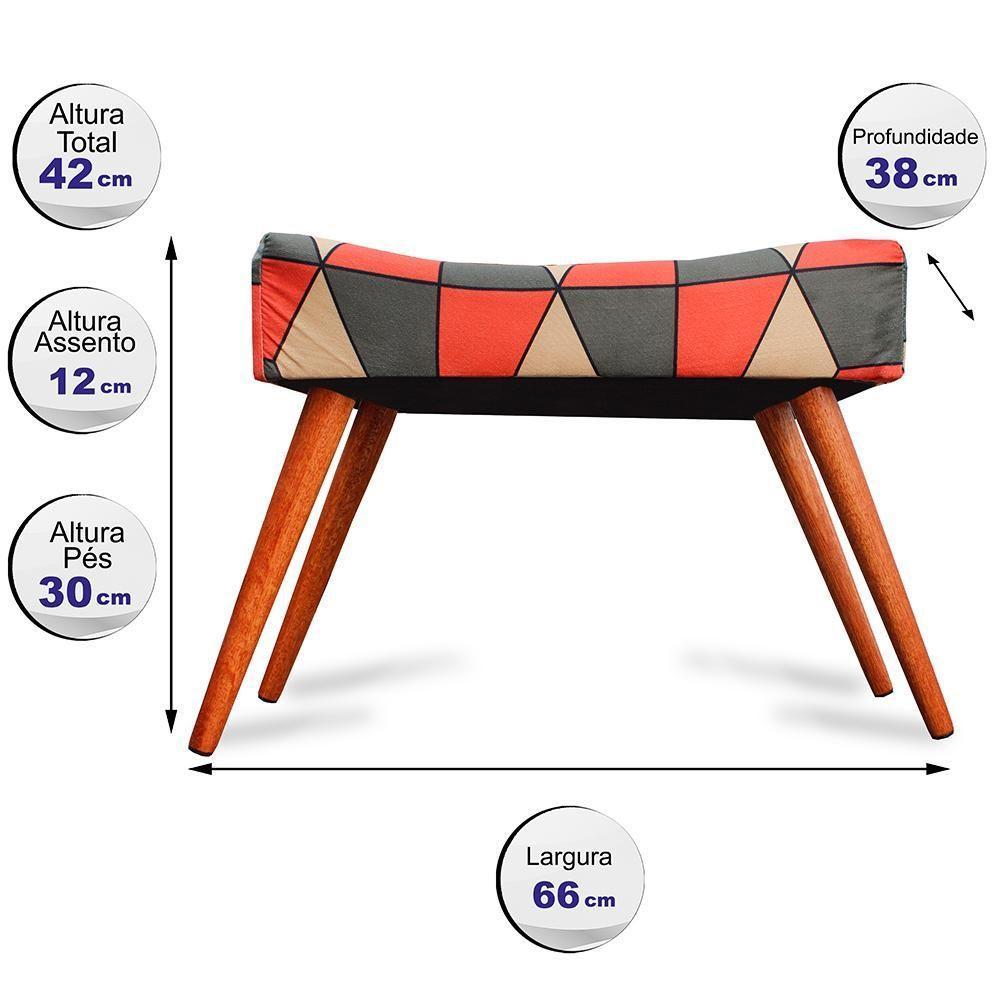 Puff Cama Inbox Kingston Retangular Com Pés Em Madeira Maciça Tecido Suede - 6