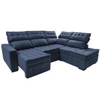 Sofá De Canto Direito 2,65x2,30m Retrátil E Reclinável Com Molas Ensacadas Cama Inbox Nobre Azul - 3
