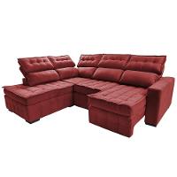 Sofá De Canto Esquerdo 2,65x2,30m Retrátil E Reclinável Com Molas Ensacada Cama Inbox Nobre Vermelho - 3