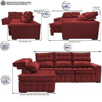 Sofá De Canto Esquerdo 2,65x2,30m Retrátil E Reclinável Com Molas Ensacada Cama Inbox Nobre Vermelho - 8