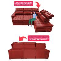 Sofá De Canto Direito 2,65x2,30m Retrátil E Reclinável Com Molas Ensacadas Cama Inbox Nobre Vermelho - 7
