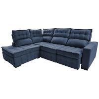 Sofá De Canto Esquerdo 2,65x2,30m Retrátil E Reclinável Com Molas Enadas Cama Inbox Nobre Azul - 2